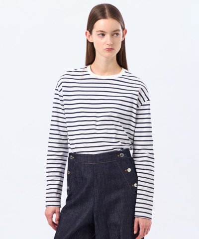 ラウンドヘムシルケットボーダーカットソー