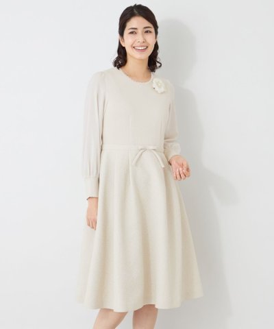 ふくれジャカード ニットコンビドレス