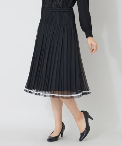 配色レース プリーツスカート