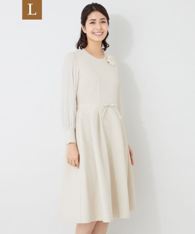 【L】ふくれジャカードニットコンビ ドレス
