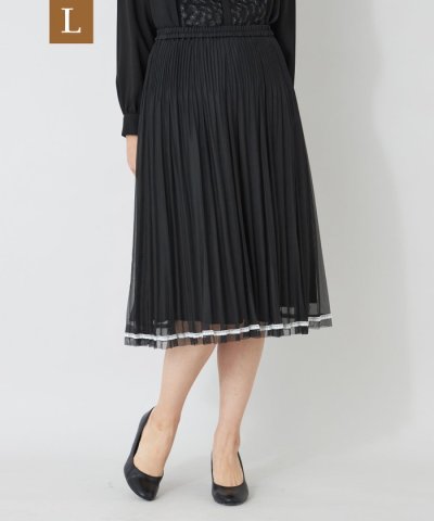 【L】配色レースプリーツ スカート