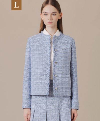 【L】ツイードノーカラージャケット