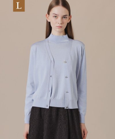 【L】シルキーラメニットカーディガン