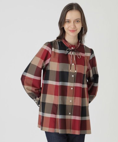 クレストブリッジチェックライトクロッシングツイルフレアブラウス