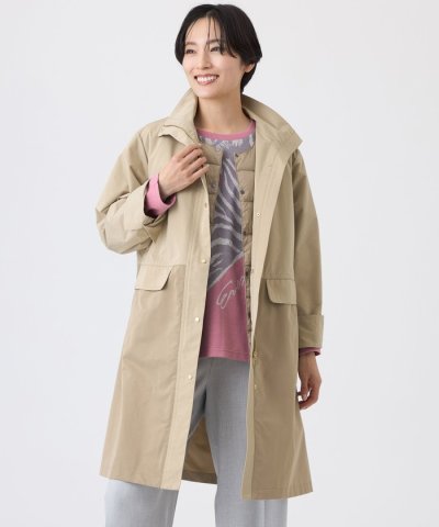 【L】【はっ水・ウォッシャブル】ダウンライナーウイングカラーコート