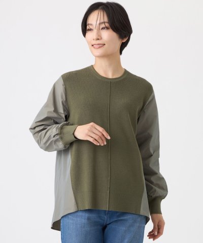 【L】【ウォッシャブル】タフタコンビニットプルオーバー