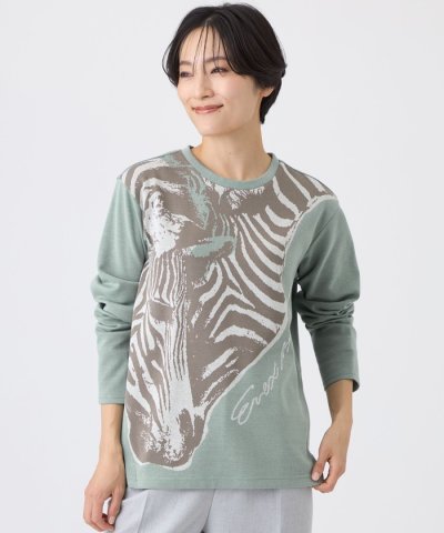 【L】【ウォッシャブル】ツインゼブラジャカードカットソー