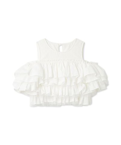 チュールコンビフリルティアードブラウス