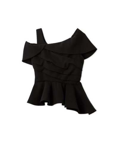 オフショルカラーアシメペプラムトップス