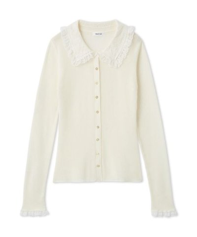 レースカラーニットカーディガン