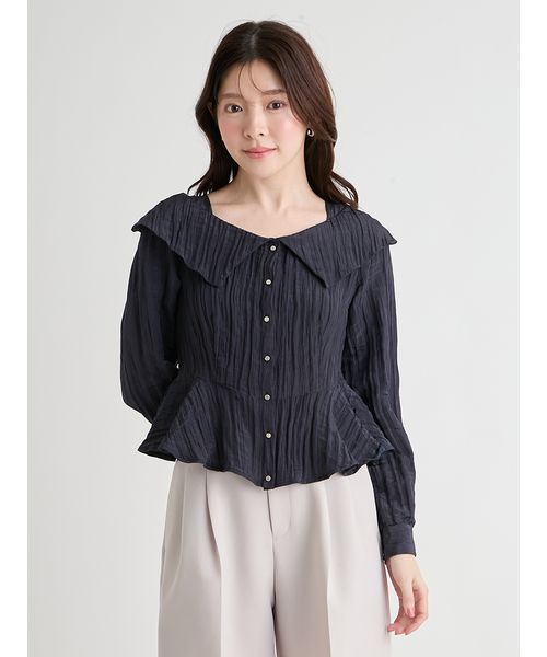 洗える】ワイドカラーペプラムブラウス(508696045)｜阪急百貨店公式