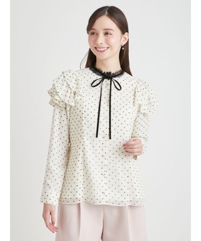 【洗える】ハートドットプリントブラウス