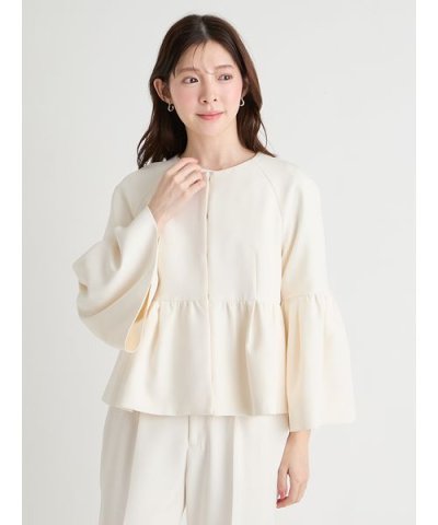 【洗える】ベルスリーブペプラムジャケット