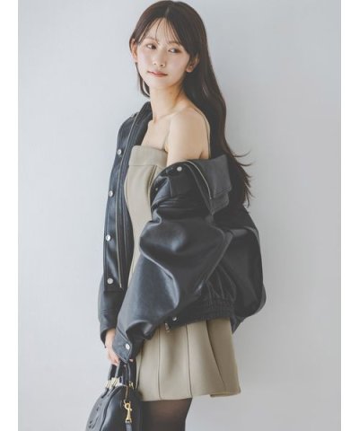 ビッグスタンドカラーレザーブルゾン