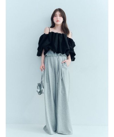 ウエストデザインボリュームワイドパンツ