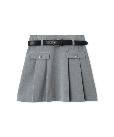 ベルト付きプリーツミニスカート