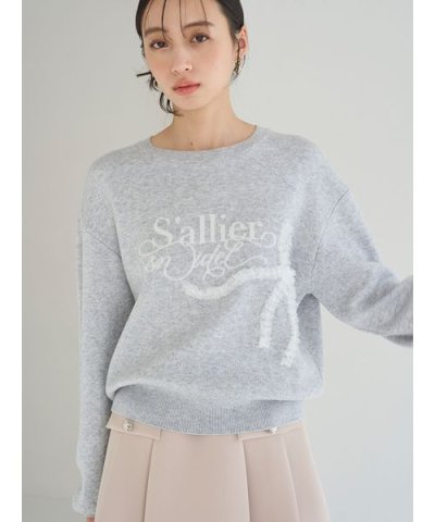 リボンモチーフジャガードニットプルオーバー