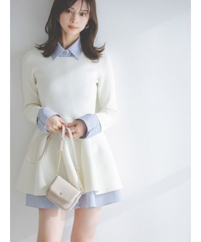 シャツレイヤードニットチュニック