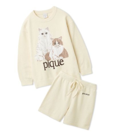 【JUNIOR】エアリーモコキャットジャガードプルオーバー&ショートパンツセット