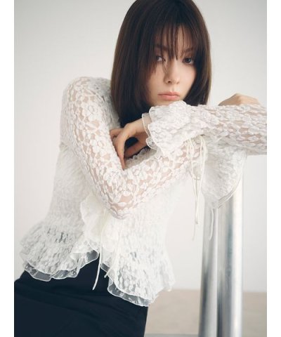 ラッフルデザインレーストップス