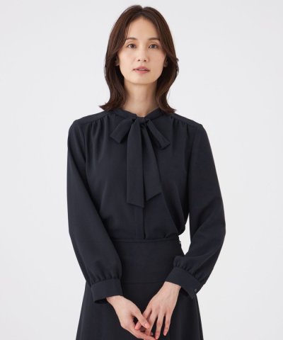 【ウォッシャブル・UV・防しわ】ストレッチジョーゼットブラウス