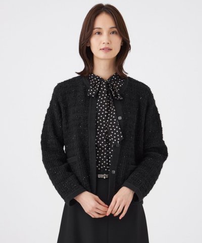 【ウォッシャブル】Fancy Tweedニットカーディガン