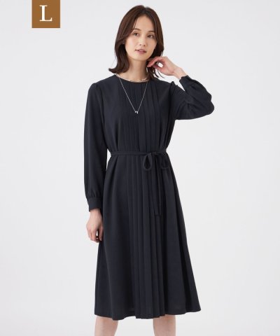 【L】【ウォッシャブル・UV・防しわ】ストレッチジョーゼットワンピース