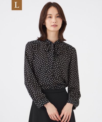 【L】【ウォッシャブル】ノルディスドットブラウス