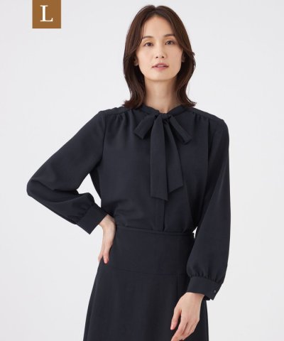 【L】【ウォッシャブル・UV・防しわ】ストレッチジョーゼットブラウス