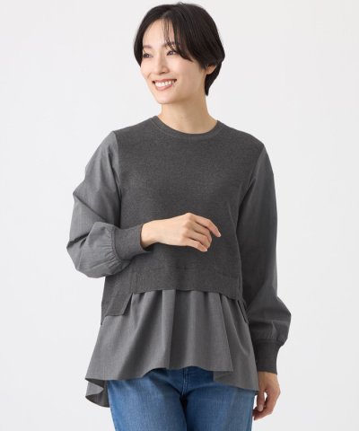 【ウォッシャブル】シャツコンビニットプルオーバー