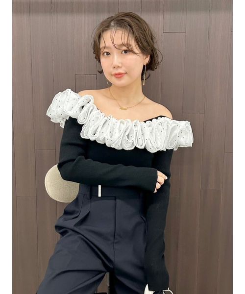 フリルコンビオフショルダーリブニット(508698234)｜阪急百貨店公式