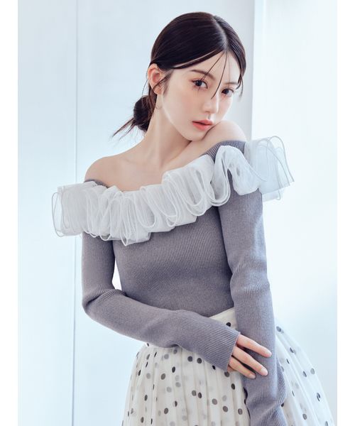 フリルコンビオフショルダーリブニット(508698234)｜阪急百貨店公式