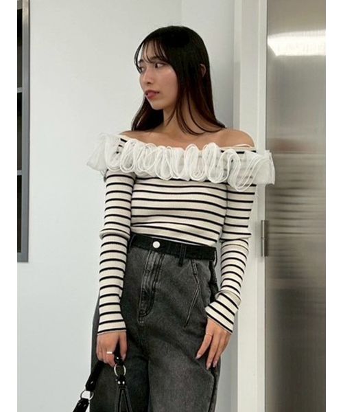 フリルコンビオフショルダーリブニット(508698234)｜阪急百貨店公式