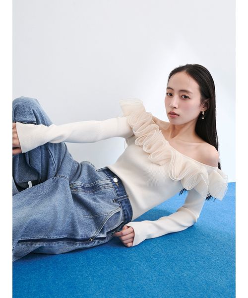 フリルコンビオフショルダーリブニット(508698234)｜阪急百貨店公式