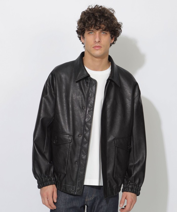 WEB限定】シンセティックレザーフライトジャケット(508670369)｜HANKYU