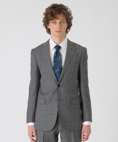 エメラルドグリーンペングレンチェックスーツ