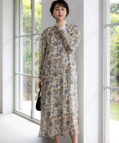 Ericaキャラコ  ペイズリープリント シャツワンピース