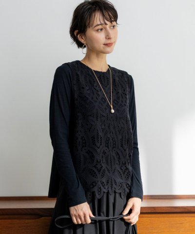 【一部先行予約】エンブロイダリーレース ニットベスト