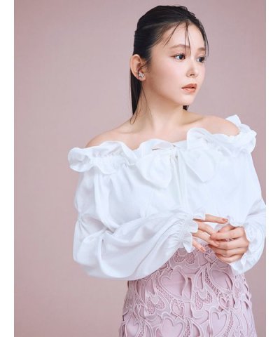 【洗える】ビッグリボンスモックブラウス