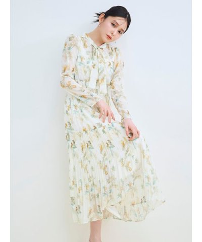 マーブルフラワープリントワンピース