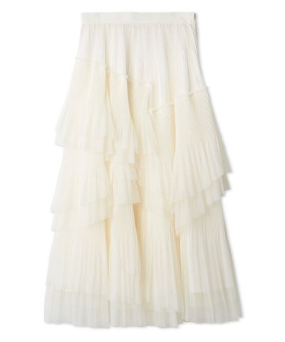 【洗える】ランダムチュールプリーツスカート