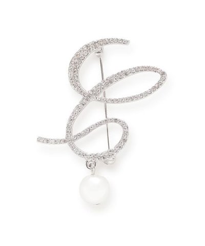 Cロゴパール付きビジューブローチ