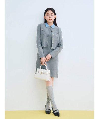 【セットアイテム】襟付きニットワンピースセット