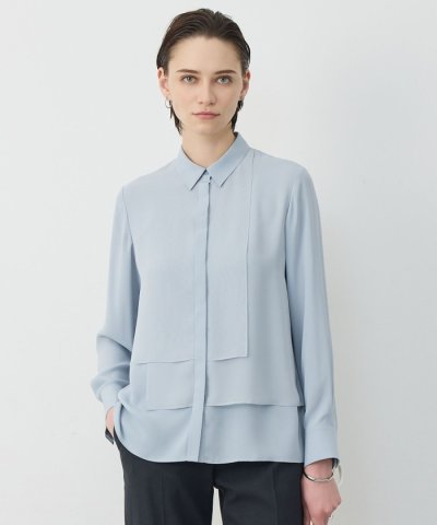 BackSatinAmunzen  異素材デザイン シャツブラウス