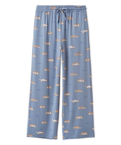 【HOMME】レーヨンスリーピングドッグ柄ロングパンツ