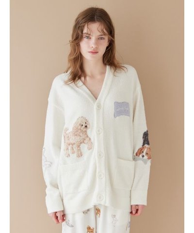 【UNISEX】エアリーモコプレイフルDOGジャガードカーディガン