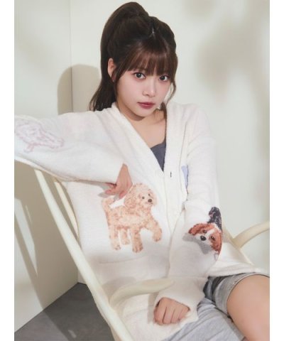 【UNISEX】エアリーモコプレイフルDOGジャガードカーディガン