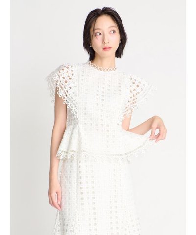 【セットアップ対応】ジオメトリックパターンレースブラウス