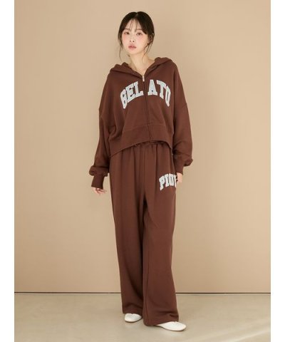 カレッジロゴ裏毛ロングパンツ