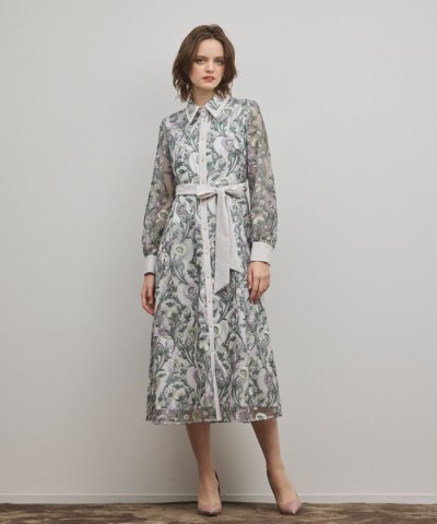 マルチフラワー刺繍フレアワンピース